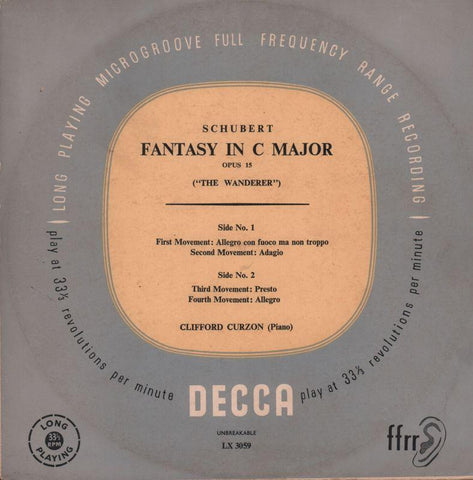 Schubert-Fantasy In C Major Clifford Curzon-Decca-10" Vinyl