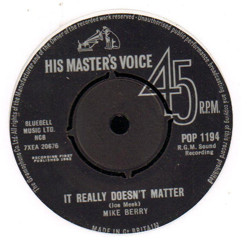 It Really Doesn't Matter / Try A Little Harder-HMV-7" Vinyl