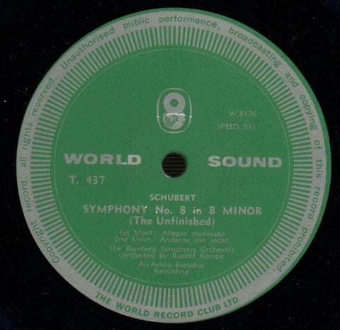 Symphony No.8 Kempe Bamburg Symphony-World Record Club-Vinyl LP-VG+/Ex