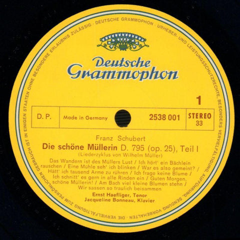 Die Schone Mullerin Ernst Haefliger-Deutsche Grammophon-Vinyl LP-Ex/Ex+