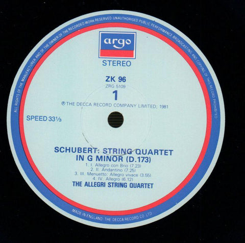 String Quartets Allegri String Quartet-Argo-Vinyl LP-Ex/NM