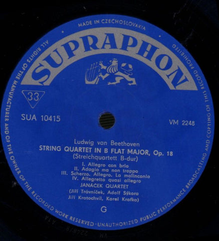 String Quartets Op. 18 No.6 and Op.135-Supraphon-Vinyl LP-Ex/NM