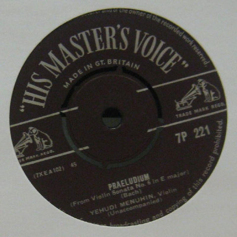 Menuhin-Praeludium/Air-HMV-7" Vinyl