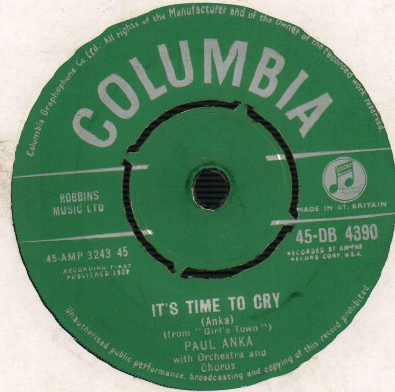 Paul Anka-It's Time To Cry-Columbia-7" Vinyl